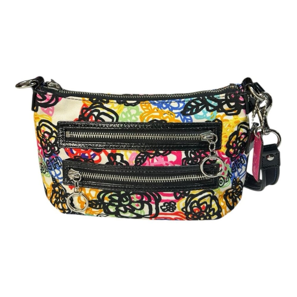 Euc Rare Coach Poppy Graffiti Flowered Multi-Color Handbag Purse Small